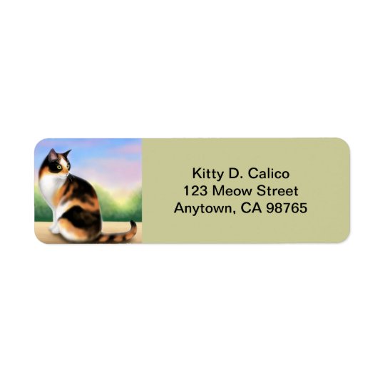 Chat de calicot amical personnalisable étiquette d'adresse retour