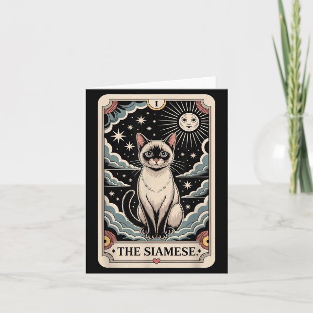 Chat de carte de tarot Halloween le siamois (Devant)