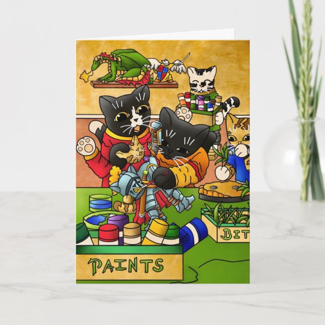 Chat de chevalier miniature modèle de peinture cha (Devant)