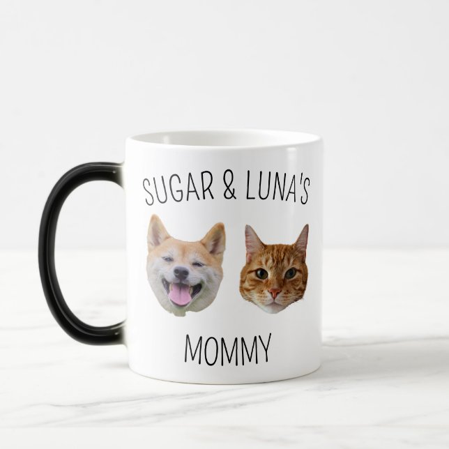 Chat de chien personnalisé visage Mug, Mug cadeau  (Gauche)