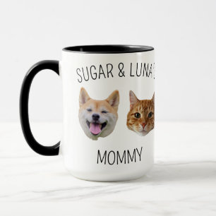 Chat de chien personnalisé visage Mug, Mug cadeau 