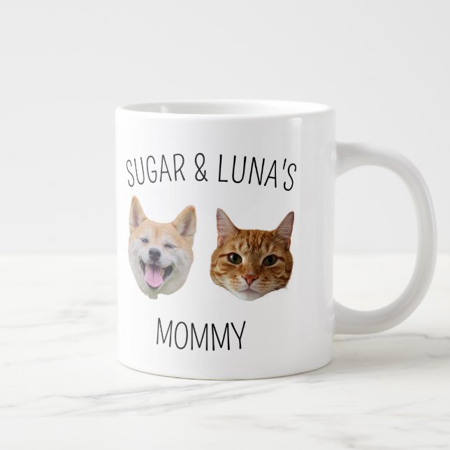 Chat de chien personnalisé visage Mug, Mug cadeau  (Droite)