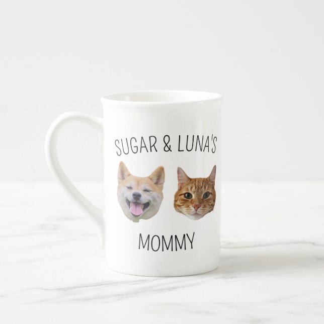 Chat de chien personnalisé visage Mug, Mug cadeau  (Gauche)
