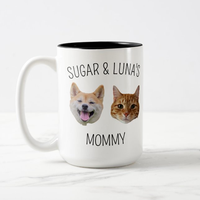 Chat de chien personnalisé visage Mug, Mug cadeau  (Gauche)