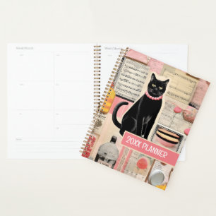 Chat de collage de musique avec gâteaux