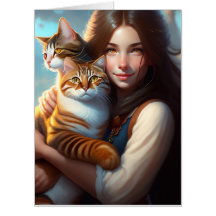 CHAT DE FILLE CARTE D'ANNIVERSAIRE GIGANTIQUE