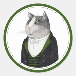 CHAT DE FOOTMAN gros Stickers ronds