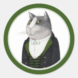 CHAT DE FOOTMAN Petits Stickers ronds