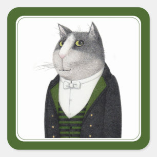 CHAT DE FOOTMAN Stickers petit Carré