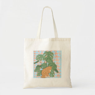 Chat de gingembre par le sac fourre-tout à
