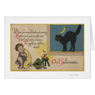 Chat de Halloween GreetingBlack