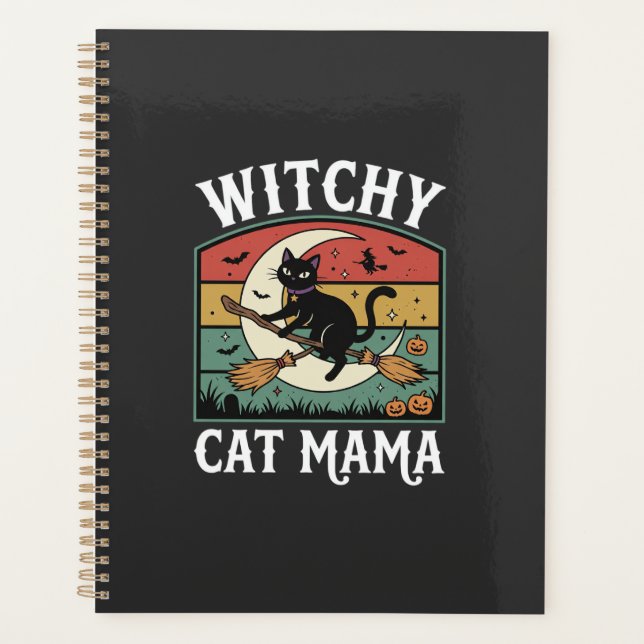 Chat de Halloween Sorcière Maman (Devant)