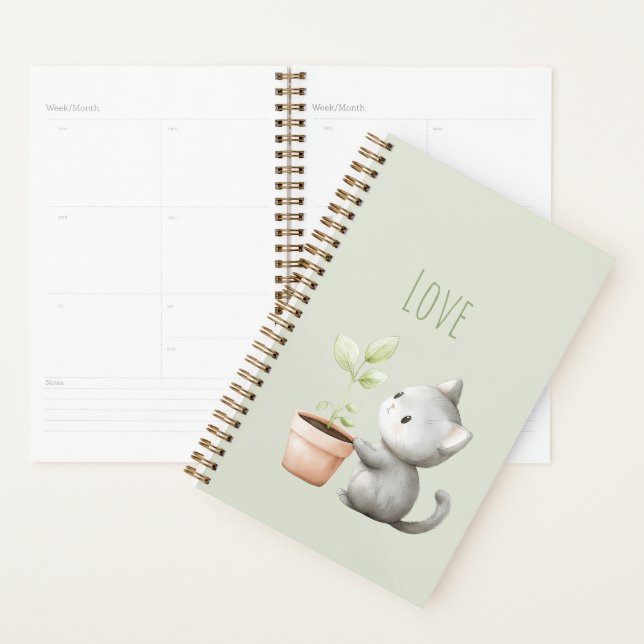 Chat de jardin avec amour pour les plantes (Devant avec enveloppe)