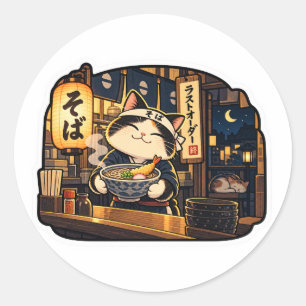 Chat de la boutique de soba — Autocollant dernière