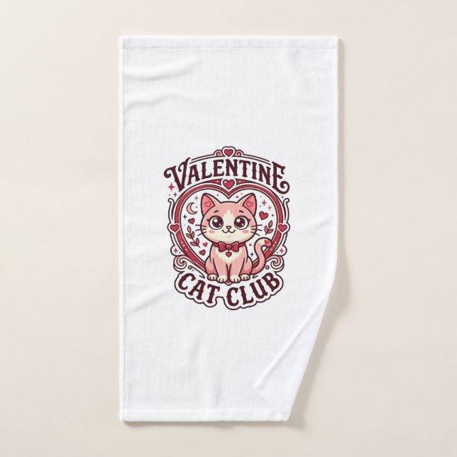 Chat de la Saint-Valentin Dessin drôle pour amateu (Serviette à main)