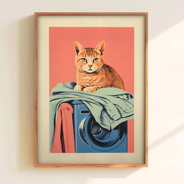 Chat de lessive imprimé rose Impressions de salle  (Créateur téléchargé)
