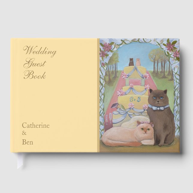 Chat de mariage Jaune Livre d'or "9 x 6" (Recto)