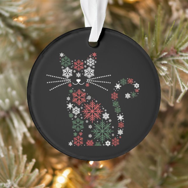 Chat de Noël a inventé des flocons de neige Drôles (Arbre)