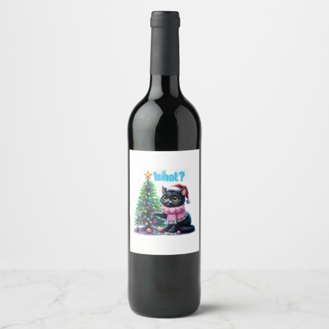 Chat de Noël amusant Avec Sticker Arbre (Devant)