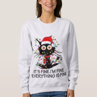 Chat de Noël amusant Je suis Sweatshirt féminine