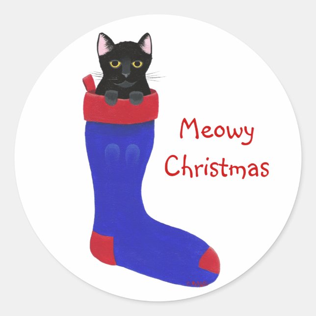Chat de Noël, Autocollants de Noël Meowy (Devant)