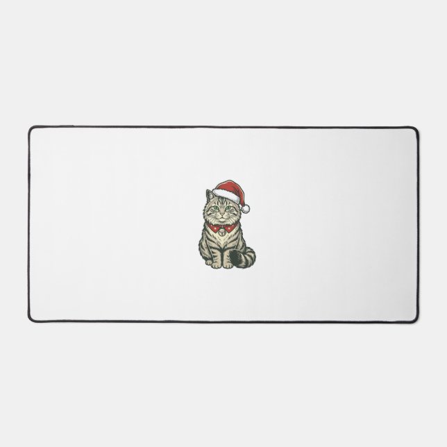 Chat de Noël Chapeau de Père Noël Dessin de Gravur (Recto)