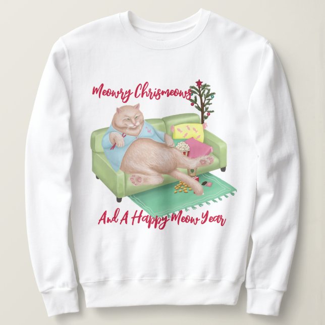 Chat de Noël - Meowry Sweatshirt de Noël (Design devant)