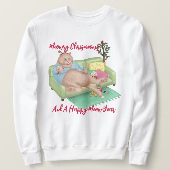 Chat de Noël - Meowry Sweatshirt de Noël (Design devant)