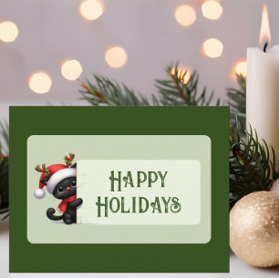 Chat de Noël mignon - Carte postale Joyeux Fêtes