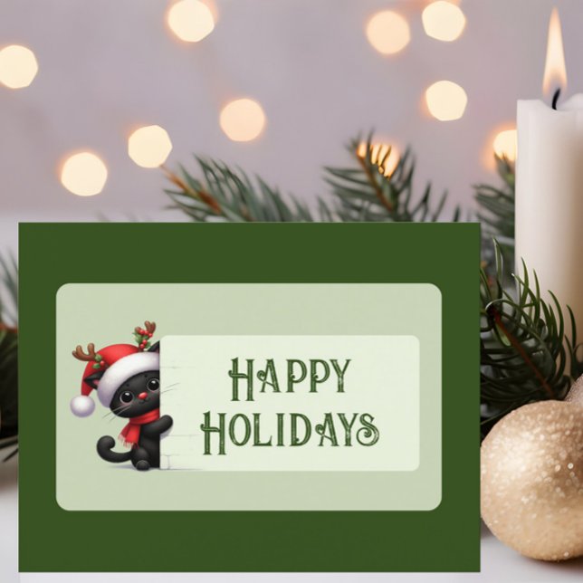 Chat de Noël mignon - Carte postale Joyeux Fêtes (Créateur téléchargé)