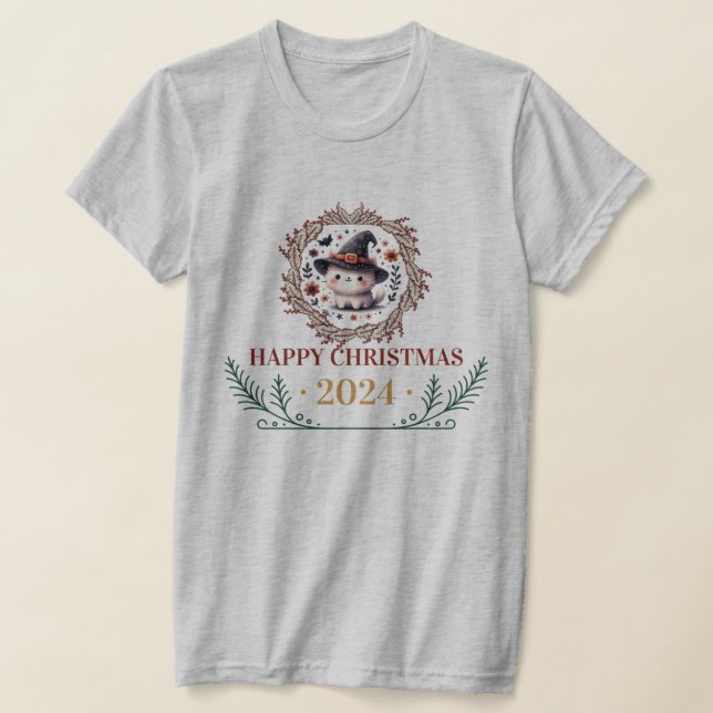 Chat de Noël mignon T-Shirt 2024 - Festive Holiday (Poser)