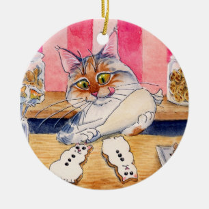 Chat de Noël, ornement de bonhomme de neige de