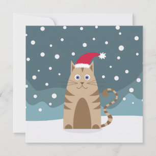Chat de Noël portant un chapeau de santa, drôle de