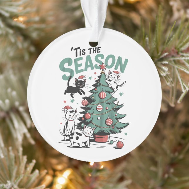 Chat de Noël Rétro C'est La Saison Meowy Catmas  (Arbre)