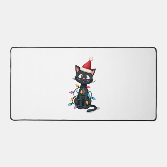 Chat de Noël Smoking chat noir de Noël lumières mi (Recto)