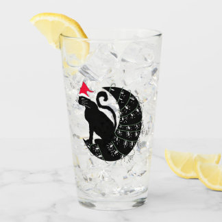 Chat de Noël sur la Lune Boire du verre