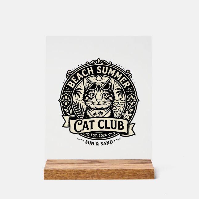 Chat de plage d'été Graphique de chat drôle - Été  (Recto)