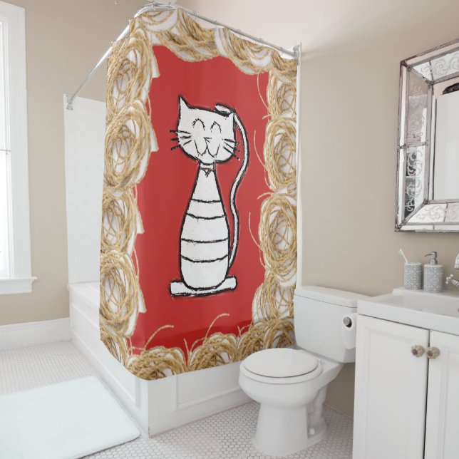 Chat de rideau de douche (En situation)