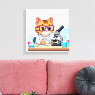 Chat de scientifique Kawaii – Toile d'art de labor