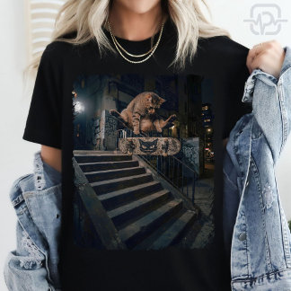Chat de skateboard cool en kickflip - T-shirt fun