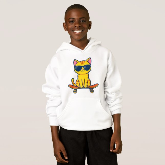 Chat de skateboard cool portant des lunettes de so (Devant entier)