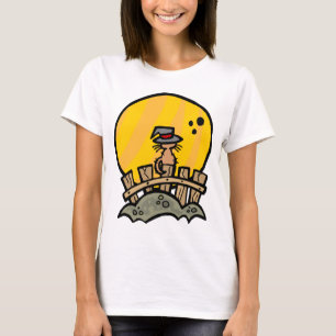 Chat de sorcière sur un T-shirt de clôture