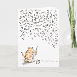 Chat de tous les Coeurs Carte de voeux pliée