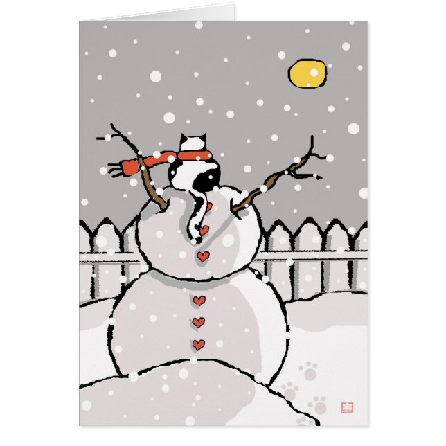 Chat de vacances assis sur la nuit neige de Snowma (Devant)