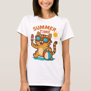Chat d'été amusant T-shirt