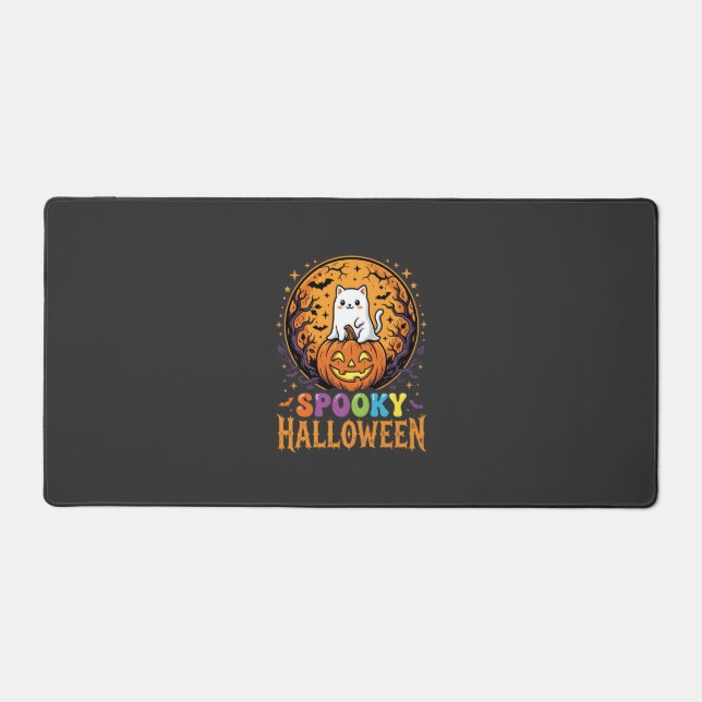 Chat d'Halloween Citrouille Lune Design Vintage (Recto)