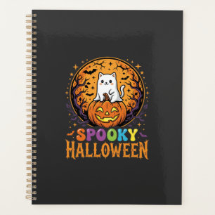 Chat d'Halloween Citrouille Lune Design Vintage