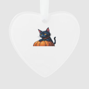 Chat d'Halloween dans un patch de citrouille encha