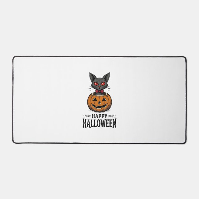 Chat d'Halloween Mignon Citrouille Vintage Épouvan (Recto)