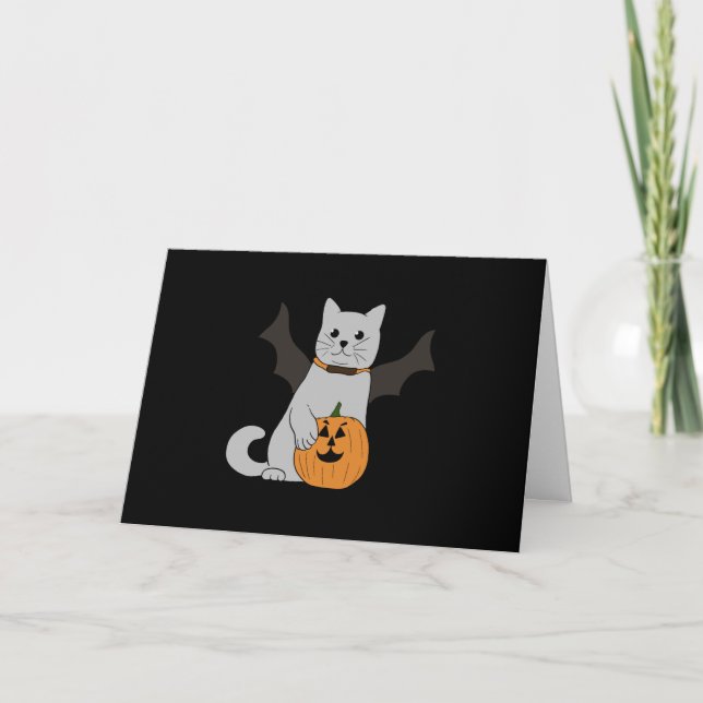 Chat d'Halloween mignonne avec un Bott de carte de (Devant)
